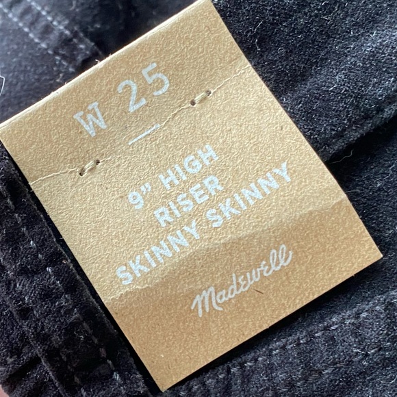 NWT Madewell Velour Black 9” High Riser Skinny Skinny Pants Women’s Size 25 - Picture 6 of 8